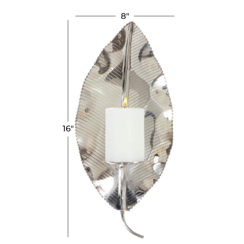 Elegant Silver Leaf-Shaped Stainless Steel Wall Sconce