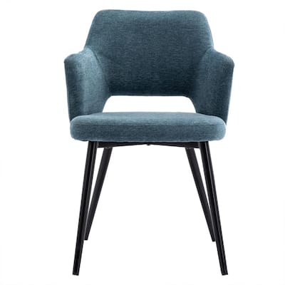 Blue Fabric Classic Side Chair Accent Chair with Metal Legs and Foot Caps
