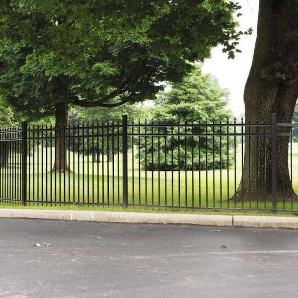 Cascade Heavy-Duty 5 ft. H x 8 ft. W Black Aluminum Pre-Assembled Fence Panel