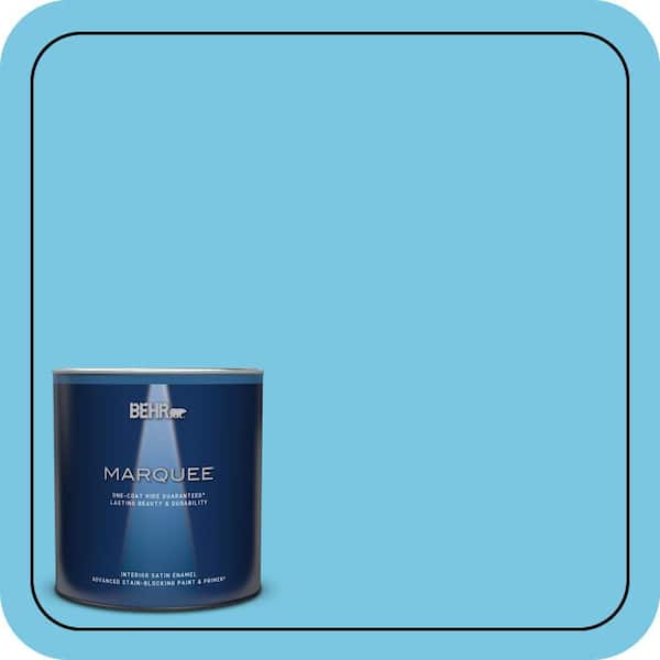 BEHR MARQUEE 1 qt. #530B-4 Bliss Blue Satin Enamel Interior Paint & Primer