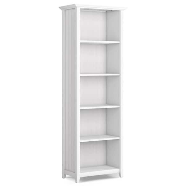 Acadian Solid Wood 72 in. x 26 in. Transitional 5 Shelf Bookcase in White