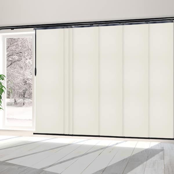 EMOH Putty 110 in. - 153 in. W x 116 in. L Adjustable 7- Panel Black Single Rail Panel Track with 23.5 in. Slates