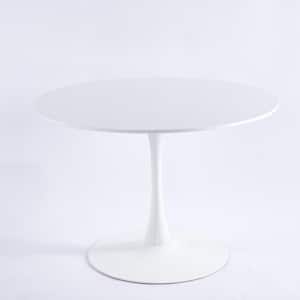 42.1 in. Round White MDF Top Dining Table with Metal Frame (Seats 6)