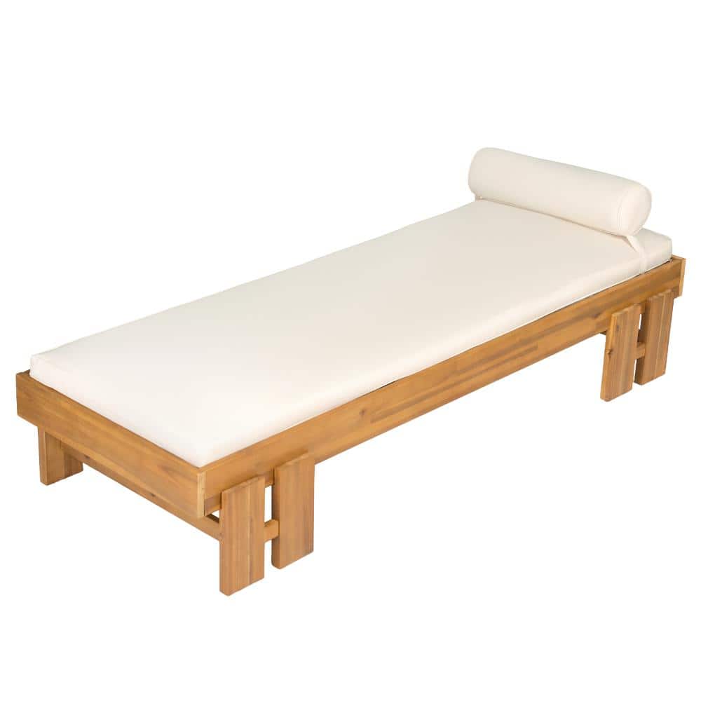 Acacia Wood Outdoor Daybed with Cream Cushion & Pillow 600 lbs Weight Capacity Washable Cushion Cover Teak Finish price history on PriceWatchPro