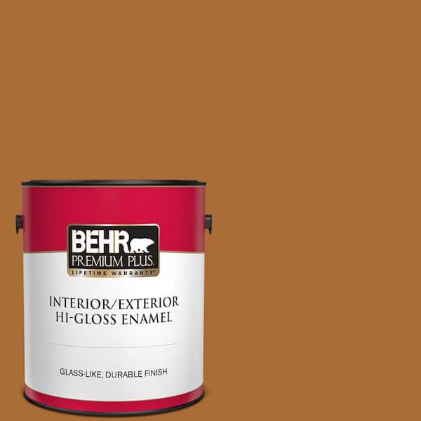 BEHR PREMIUM PLUS 1 gal. #280D-7 Sesame Crunch Hi-Gloss Enamel Interior/Exterior Paint