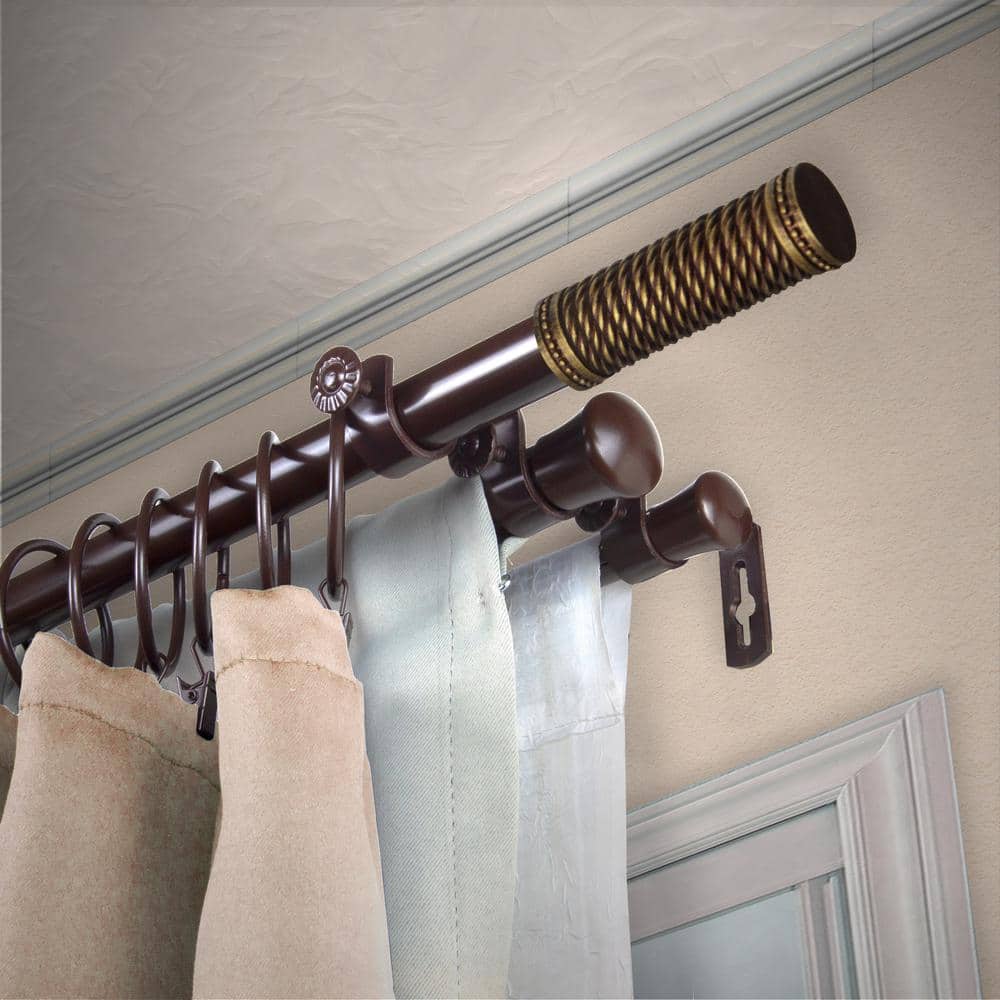 "13/16"" Dia Adjustable 66"" to 120"" Triple Curtain Rod in Cocoa with Enzo Finials" price history on PriceWatchPro