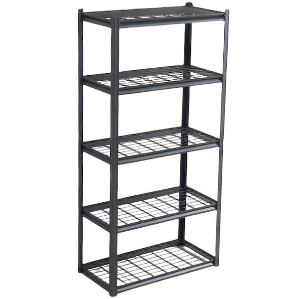 Tileon 5 Tier Heavy Duty Metal Storage Shelve with Adjustable Shelf, Storage Shelve for Basements, Garages and Kitchen in Black