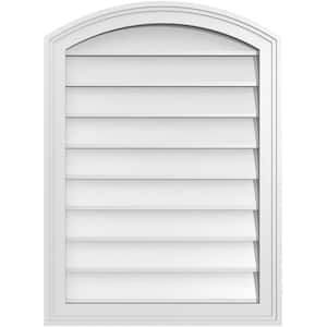 22 in. x 30 in. Arch Top Surface Mount PVC Gable Vent: Functional with Brickmould Frame