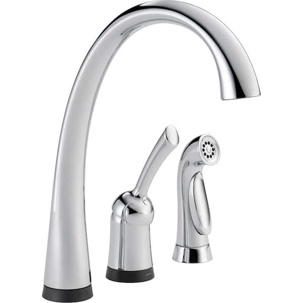 Delta Pilar Waterfall Single-Handle Standard Kitchen Faucet with Side Sprayer and Touch2O Technology in Chrome