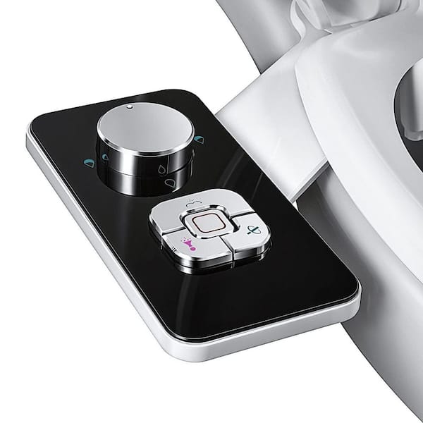 Non-Electric Cold Water Bidet Accessory Bidet Attachment in Black with Dual Nozzles and Pressure Control