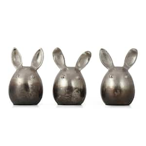 Handcrafted Aluminum Bunny Figurines (Set of 3), Silver