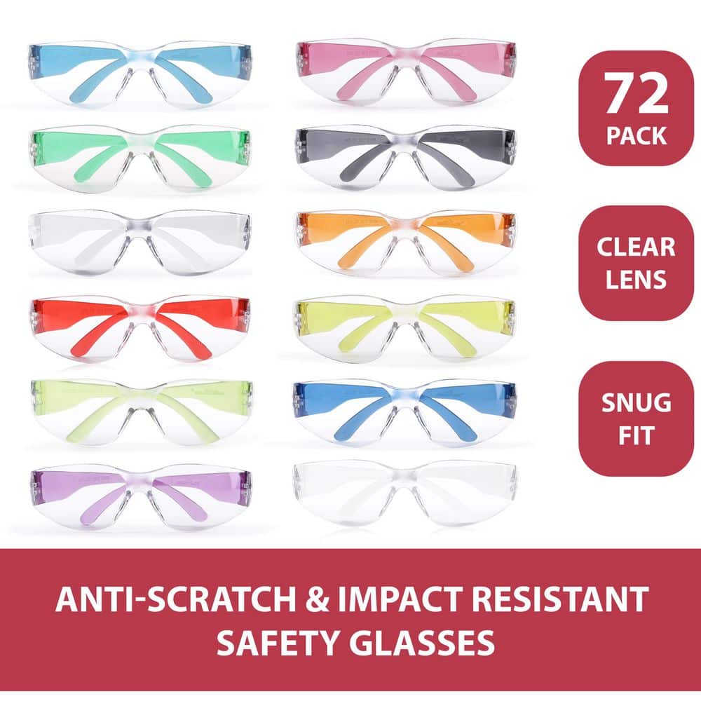 BISON LIFE Kids Clear Lens Color Temple Safety glasses, Assorted