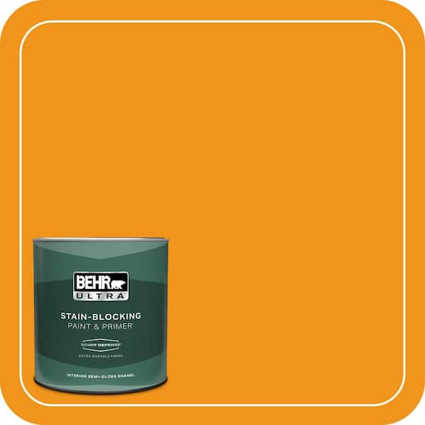 BEHR ULTRA 1 qt. #290B-7 Yam Extra Durable Semi-Gloss Enamel Interior Paint & Primer