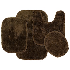 Chocolate Brown Finest Luxury Plush Nylon 4-Piece Bath Rug Set