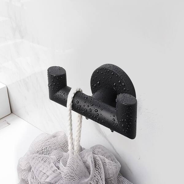 Tileon Round Bathroom Towel Coat Hooks in Matte Black (4-Pack) AYBSZHD1397  - The Home Depot