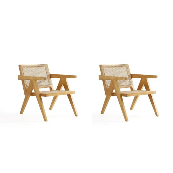 Manhattan Comfort Hamlet Nature Cane Accent Arm Chair (Set of 2)