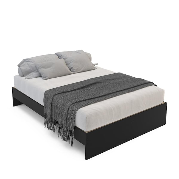 Polifurniture Victoria Black Wood Frame Full Size Platform Bed with Headboard