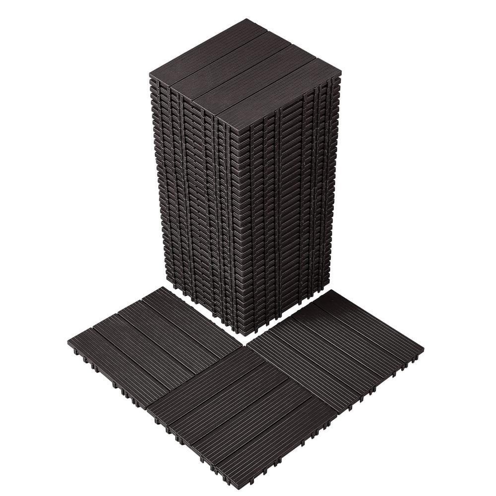 Interlocking Deck Tiles11.6 in. x11.6 in. 36 sq. ft. Plastic Waterproof Outdoor Flooring Composite Dark Brown (36-Pack ) price history on PriceWatchPro