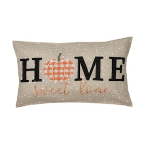 12 in. x 20 in. Home Sweet Home Pumpkin Applique And Embroidered Harvest Pillow