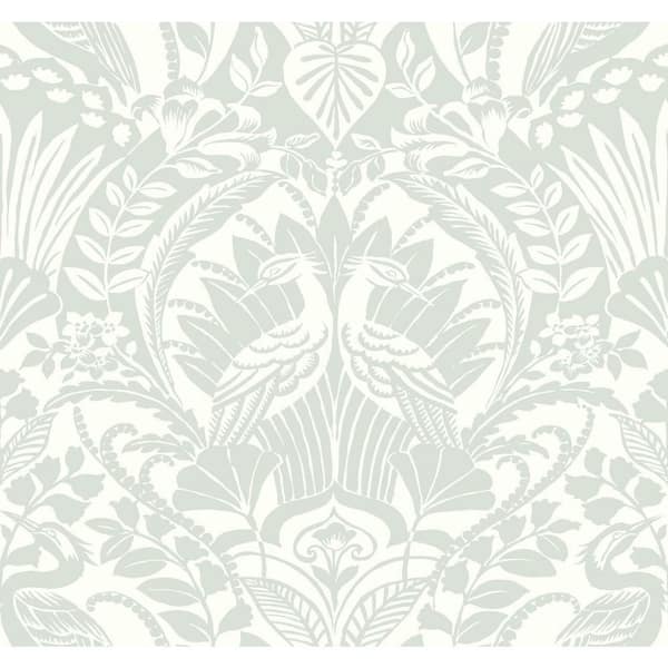 York Wallcoverings 60.75 sq ft Green Egret Damask Pre-Pasted Wallpaper