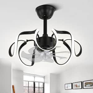 Modern 19 in. Smart Indoor Black Standard Ceiling Fan with Dimmable Integrated LED and 6-Speed Motor
