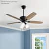 Hampton Bay Rockport II 52 in. Indoor Matte Black LED Ceiling Fan with Light kit, Downrod and Reversible Blades Included