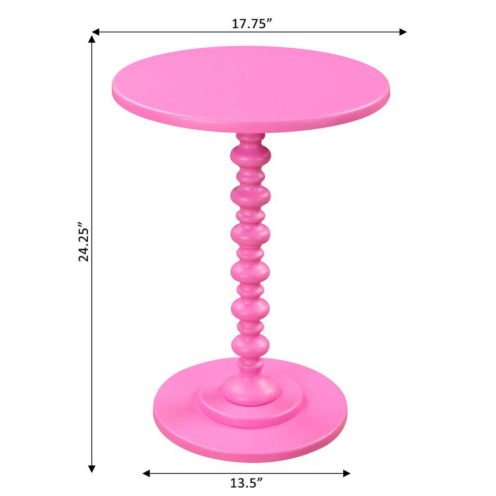 Palm Beach Glossy Pink Round Wood Spindle Side Table