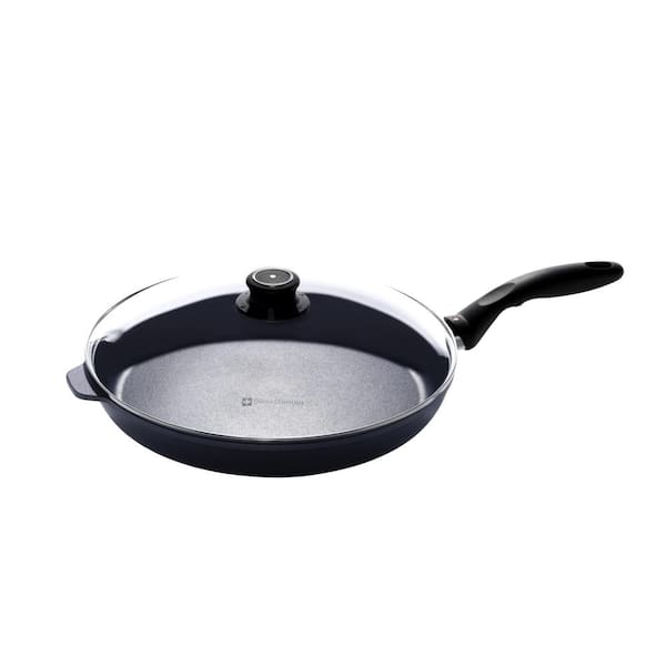 12.5 in Aluminum Nonstick Coated Frying Pan in Gray with Glass Lid and Stay Cool Ergonomic Handle Comfortable Grip