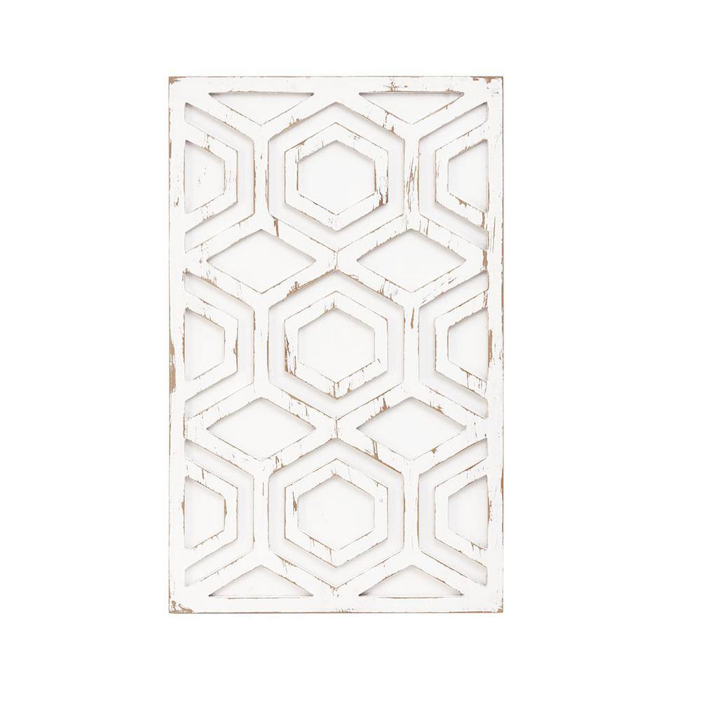 Ivory Geometric Carved Wood Wall Decor Picture Frame TOUTD1169 The