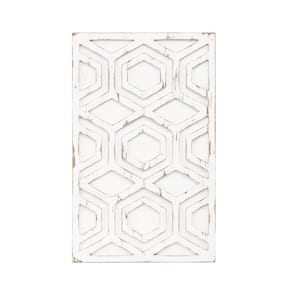 Ivory Geometric Carved Wood Wall Decor Picture Frame