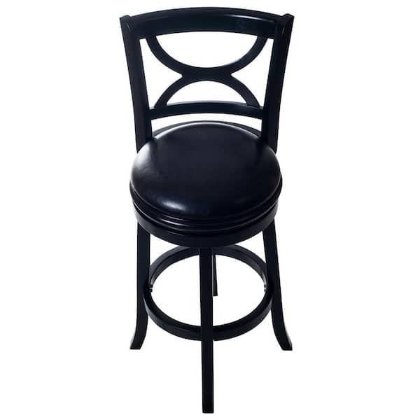 Lavish Home 42.5 in. Black Curved Back Wooden Swivel Bar Stool