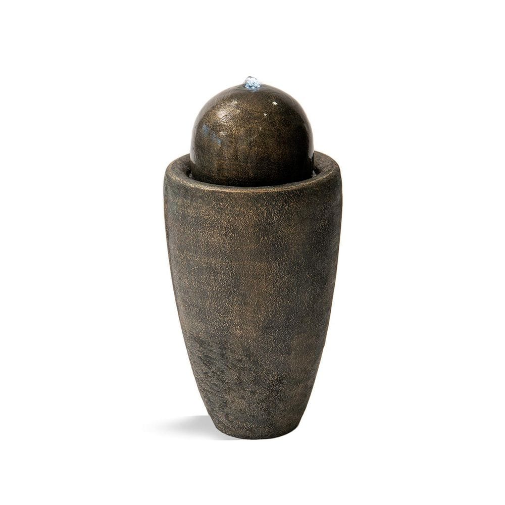 25.98 in. H Round Stone Indoor/Outdoor Modern Stone Textured Sphere Water Fountain w/LED Lights, Bronze price history on PriceWatchPro
