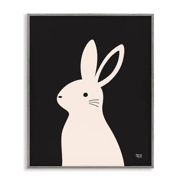 Stupell Industries Simple White Bunny by Jessica Beck Gray Framed Animal Giclee Art Print 14 in. x 11 in.