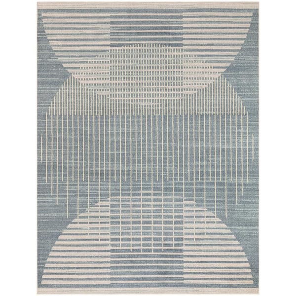 Astra Machine Washable Blue 4 ft. x 6 ft. Graphic Contemporary Area Rug