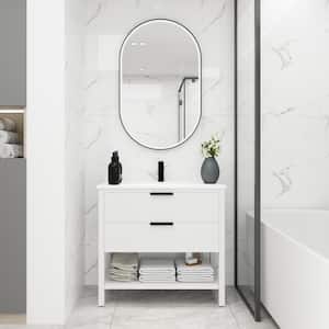 18.30 in. W x 35.90 in. D x 33.50 x in. H Single Sink Freestanding Bath Vanity in white with white Wood Top