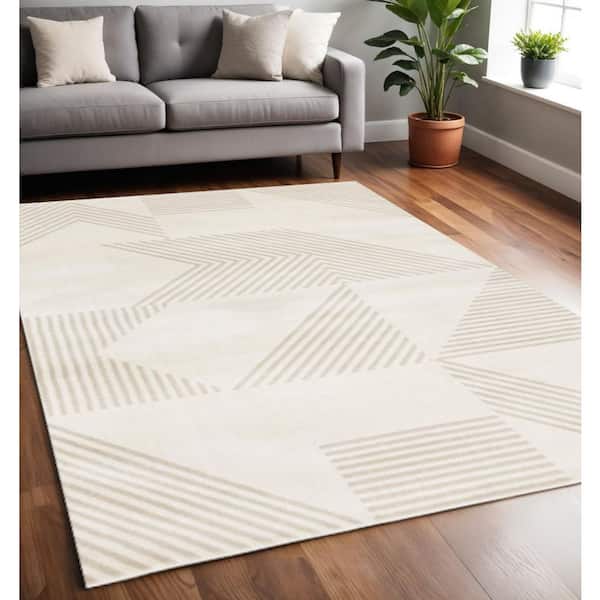 Beige  5 x 8 ft. Woven Geometric Rectangle Indoor Area Rug