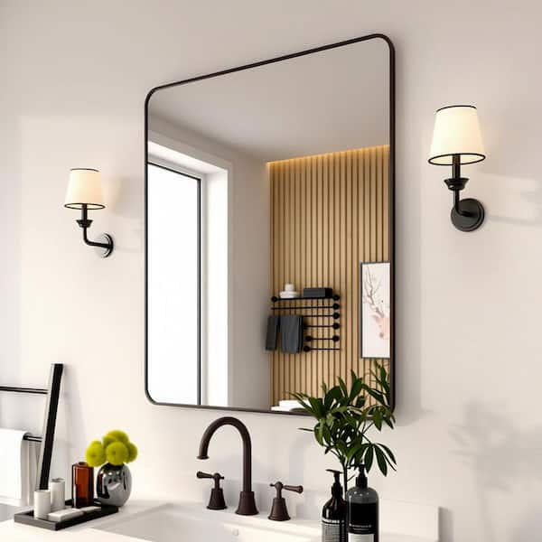30 in. W x 36 in. H Rectangular Framed Wall Bathroom Vanity Mirror in Oil Rubbed Bronze
