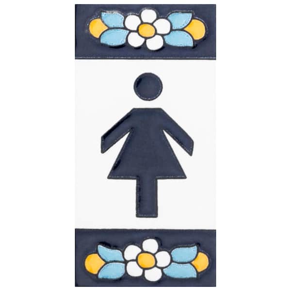 Merola Tile Sevillano Flora Address Accents Girl 2-1/8 in. x 4-3/8 in. Ceramic Wall Tile (0.07 sq. ft./Each)