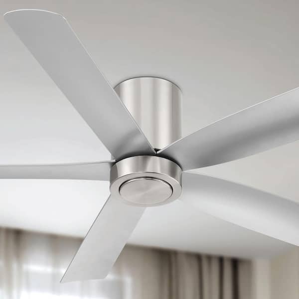 CORMAC 5-Blade 52 in. Indoor/Outdoor Brushed Nickel Low Profile Modern Ceiling Fan with Remote Included