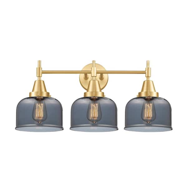 Caden 26 in. 3-Light Satin Gold Vanity Light with Glass Shade