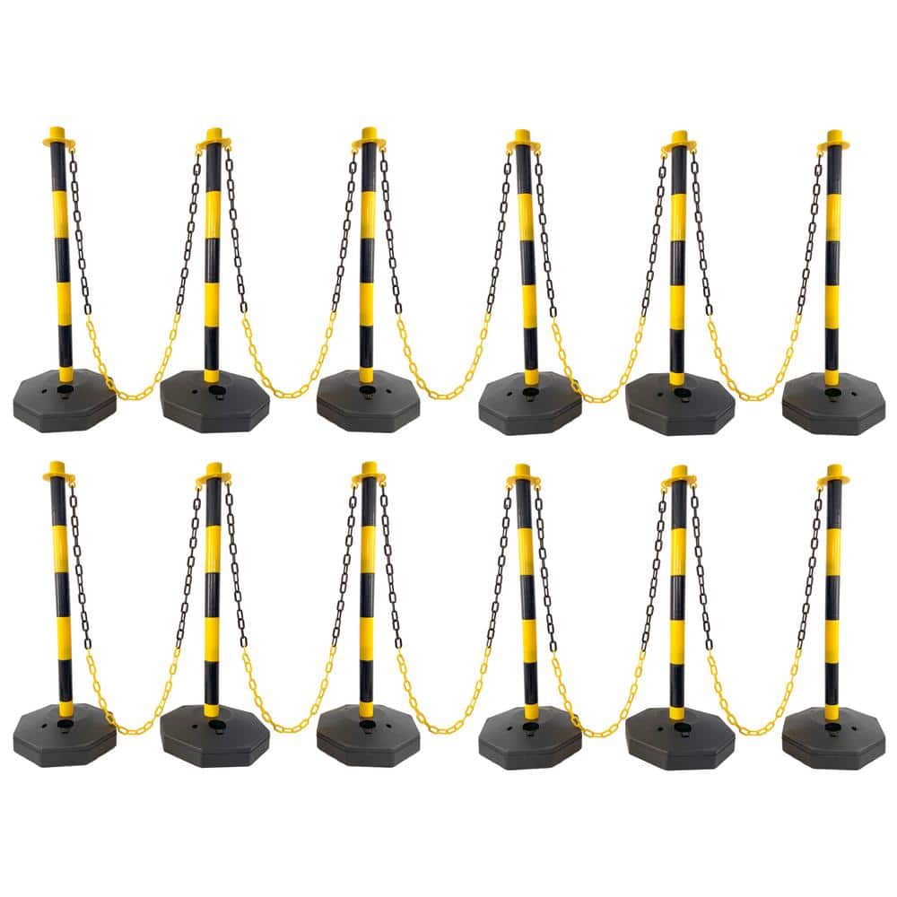 12-Pack Yellow 11.25 in. x 11.25 in. x 2.7 ft. Composite Fence Picket Post Cones with Fillable Base and 5 ft. Chain price history on PriceWatchPro