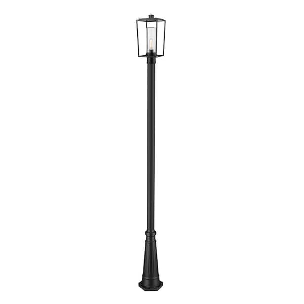 Unbranded Sheridan 1-Light Black 17.5 in. Aluminum Hardwired Outdoor Weather Resistant Post Light Set with No Bulb Included