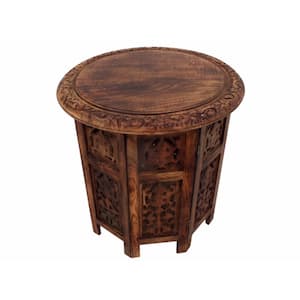 18 in. Brown Small Round Wood Coffee Table