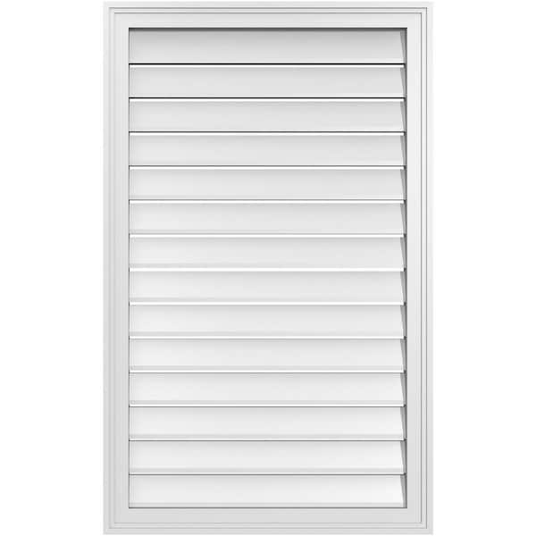 Ekena Millwork 26" x 42" Rectangular White PVC Paintable Gable Louver Vent Functional