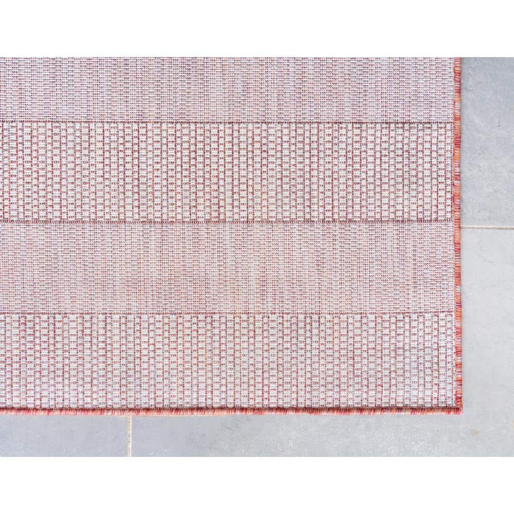 Rust Red Stripe Easy-Care Outdoor Rug 5' x 8' - Reversible & Washable