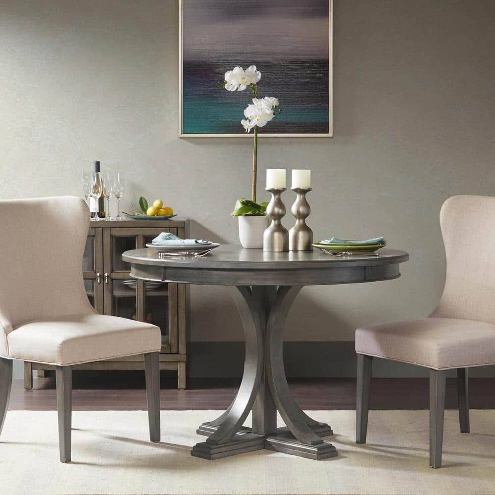MADISON PARK Signature Helena Grey Wood 44 Pedestal Dining Table Seats  MPS121-0113 The Home Depot