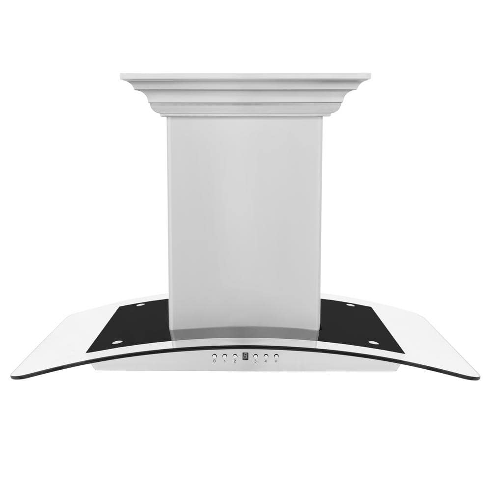 30 in. 400 CFM Ducted Island Mount Range Hood in Stainless Steel with Built-in Crown Sound Bluetooth Speakers