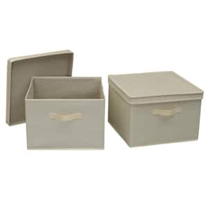 9.5 Gal. Square Storage Box with Lid in Cream