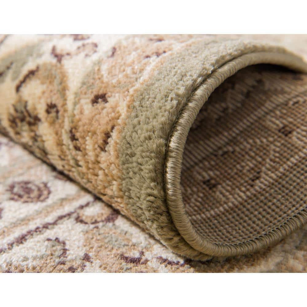Elegant Green Rectangular Indoor Rug - Stain-Resistant Synthetic 5' x 8'