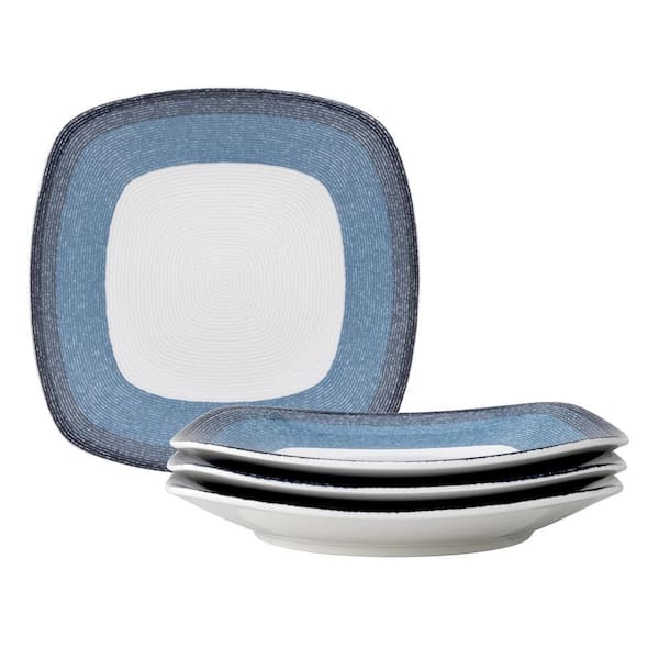 Colors Capes Layers Navy 8.25 in. (Blue) Porcelain Square Salad Plates, Set of 4